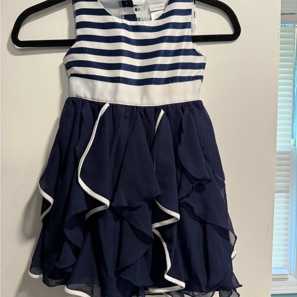 Sweet Heart Rose Navy and White Ruffled Dress